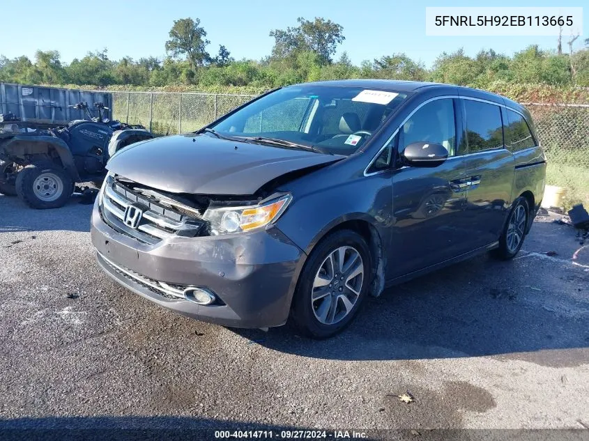 5FNRL5H92EB113665 2014 Honda Odyssey Touring/Touring Elite