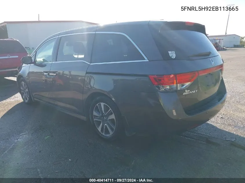 2014 Honda Odyssey Touring/Touring Elite VIN: 5FNRL5H92EB113665 Lot: 40414711