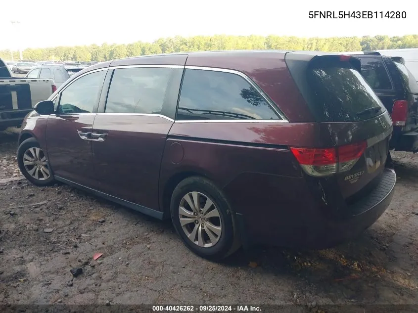 2014 Honda Odyssey Ex VIN: 5FNRL5H43EB114280 Lot: 40426262