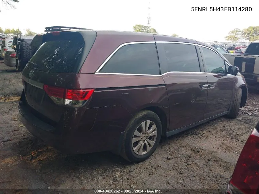 5FNRL5H43EB114280 2014 Honda Odyssey Ex