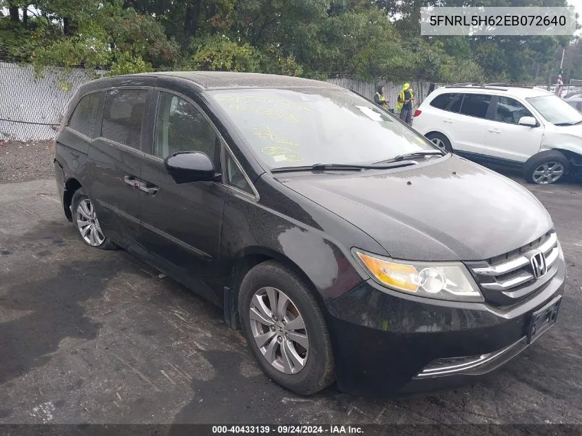 2014 Honda Odyssey Ex-L VIN: 5FNRL5H62EB072640 Lot: 40433139