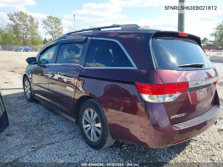 2014 Honda Odyssey Ex-L VIN: 5FNRL5H63EB021812 Lot: 40444294