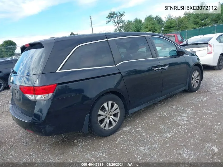 2014 Honda Odyssey Ex-L VIN: 5FNRL5H6XEB072112 Lot: 40447891