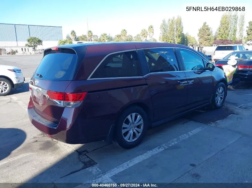 5FNRL5H64EB029868 2014 Honda Odyssey Ex-L