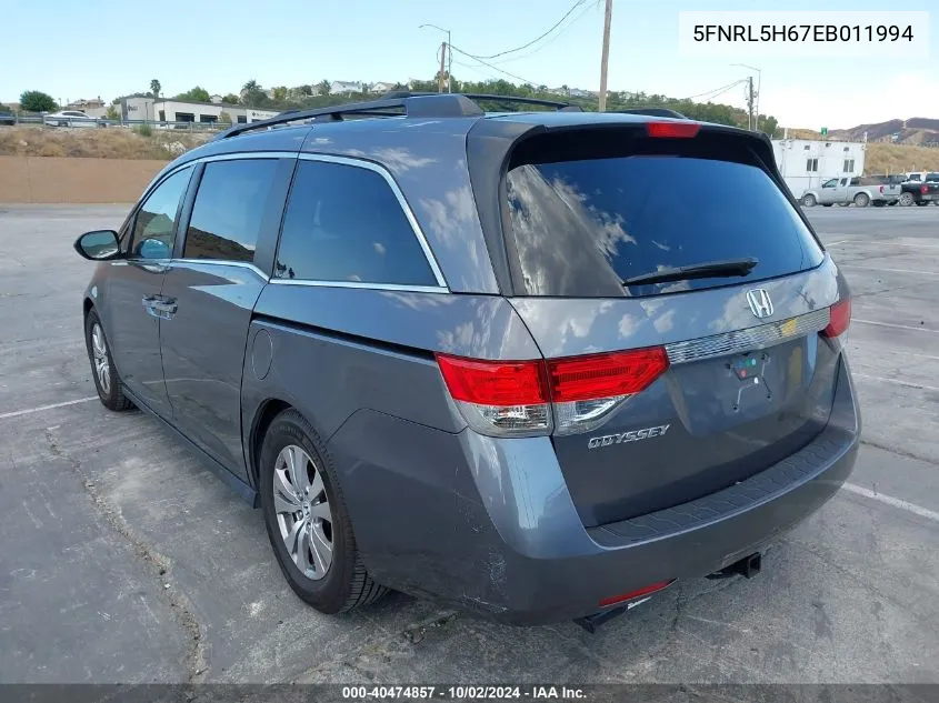 2014 Honda Odyssey Ex-L VIN: 5FNRL5H67EB011994 Lot: 40474857