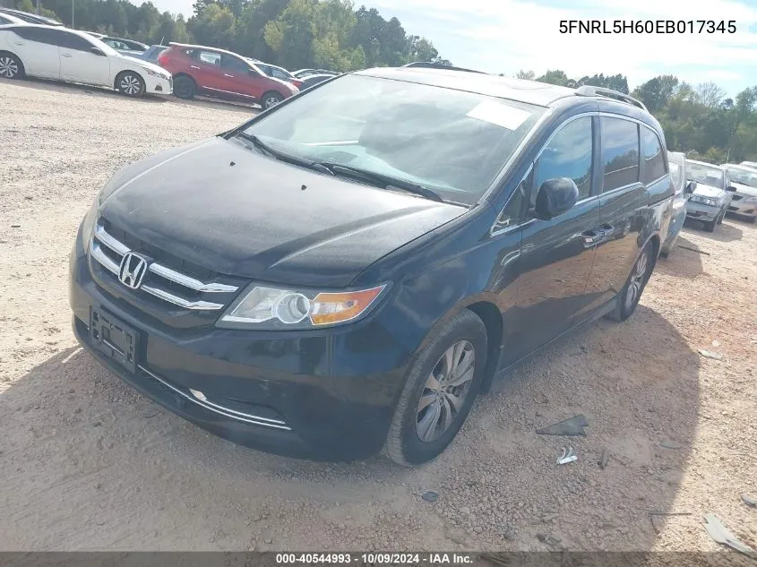 2014 Honda Odyssey Exl VIN: 5FNRL5H60EB017345 Lot: 40544993