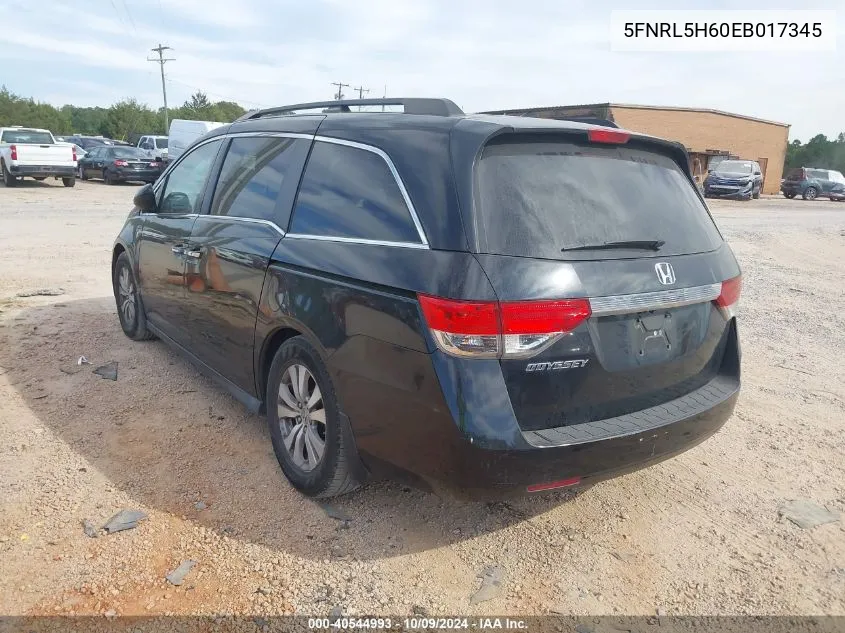 2014 Honda Odyssey Exl VIN: 5FNRL5H60EB017345 Lot: 40544993