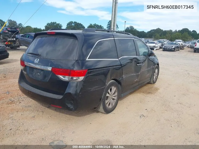 2014 Honda Odyssey Exl VIN: 5FNRL5H60EB017345 Lot: 40544993