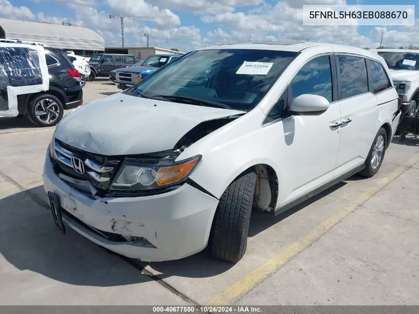 2014 Honda Odyssey Ex-L VIN: 5FNRL5H63EB088670 Lot: 40677550