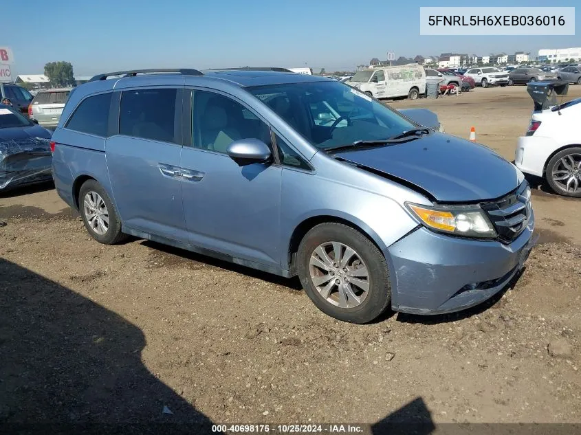 2014 Honda Odyssey Ex-L VIN: 5FNRL5H6XEB036016 Lot: 40698175