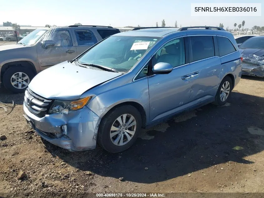 2014 Honda Odyssey Ex-L VIN: 5FNRL5H6XEB036016 Lot: 40698175