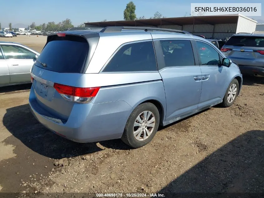 2014 Honda Odyssey Ex-L VIN: 5FNRL5H6XEB036016 Lot: 40698175