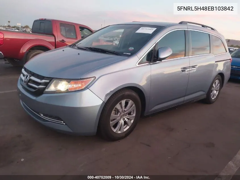 2014 Honda Odyssey Ex VIN: 5FNRL5H48EB103842 Lot: 40752009