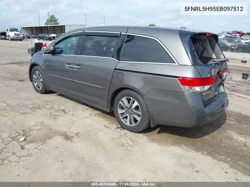 2014 Honda Odyssey Touring/Touring Elite VIN: 5FNRL5H95EB097512 Lot: 40763506