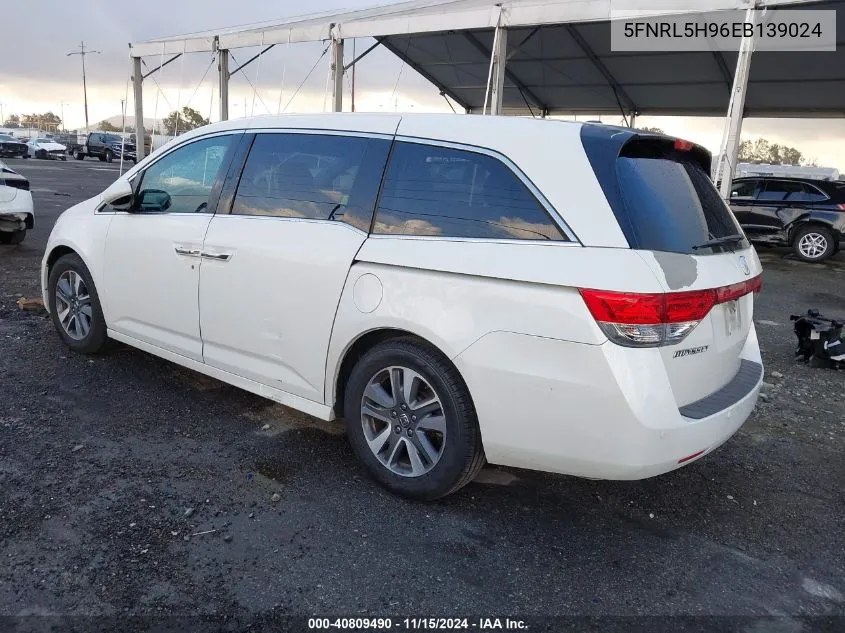 2014 Honda Odyssey Touring/Touring Elite VIN: 5FNRL5H96EB139024 Lot: 40809490