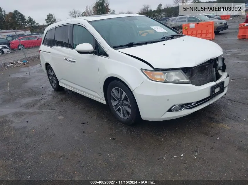 2014 Honda Odyssey Touring/Touring Elite VIN: 5FNRL5H90EB103992 Lot: 40820027