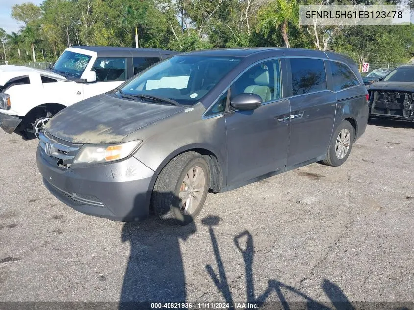 2014 Honda Odyssey Ex-L VIN: 5FNRL5H61EB123478 Lot: 40821936