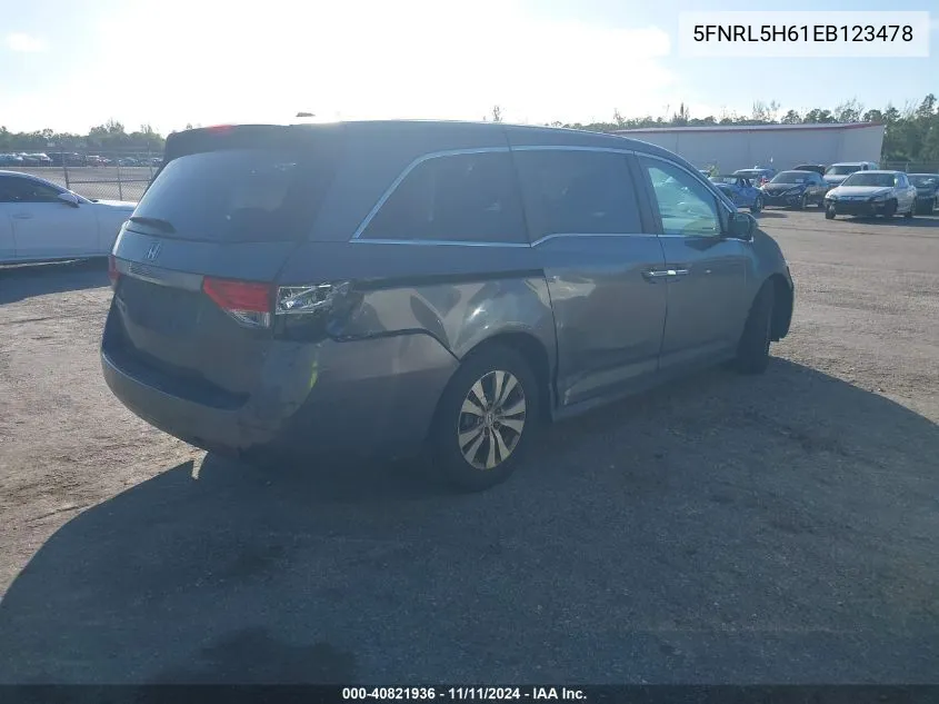 2014 Honda Odyssey Ex-L VIN: 5FNRL5H61EB123478 Lot: 40821936