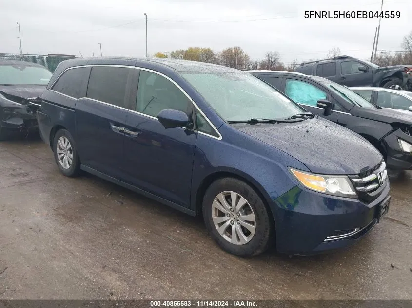 2014 Honda Odyssey Ex-L VIN: 5FNRL5H60EB044559 Lot: 40855583