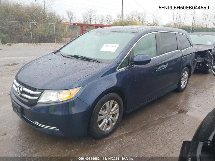 2014 Honda Odyssey Ex-L VIN: 5FNRL5H60EB044559 Lot: 40855583