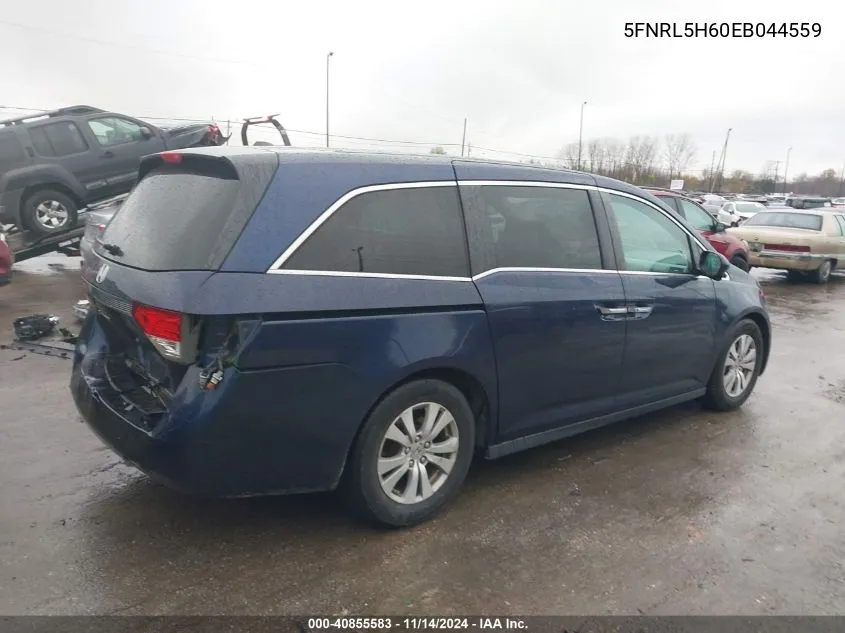 2014 Honda Odyssey Ex-L VIN: 5FNRL5H60EB044559 Lot: 40855583