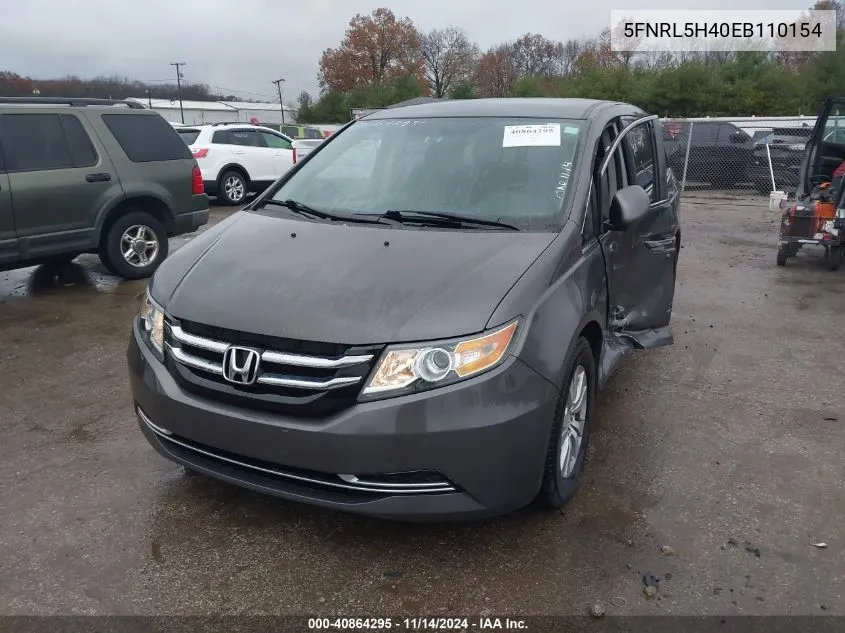 2014 Honda Odyssey Ex VIN: 5FNRL5H40EB110154 Lot: 40864295