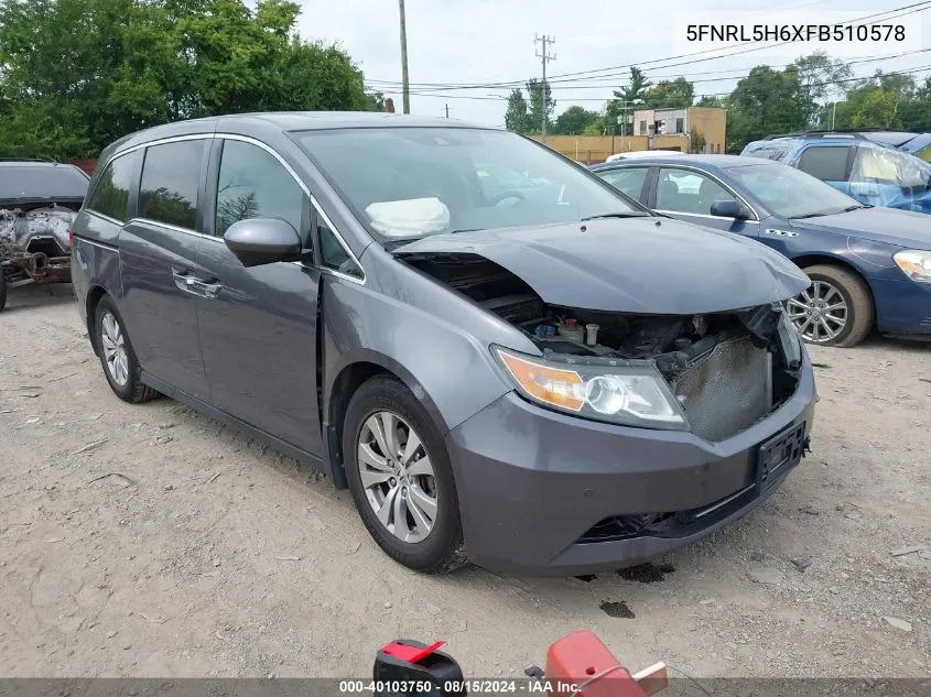 2015 Honda Odyssey Ex-L VIN: 5FNRL5H6XFB510578 Lot: 40103750