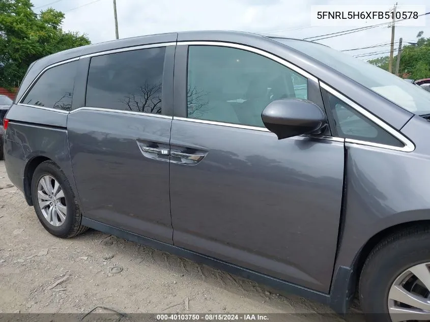 5FNRL5H6XFB510578 2015 Honda Odyssey Ex-L