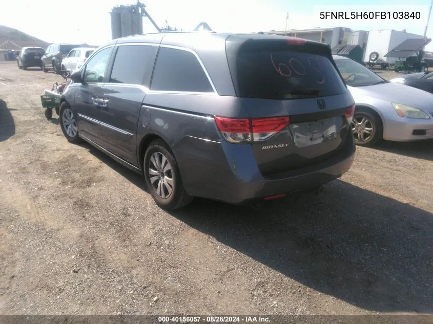 2015 Honda Odyssey Ex-L VIN: 5FNRL5H60FB103840 Lot: 40156057