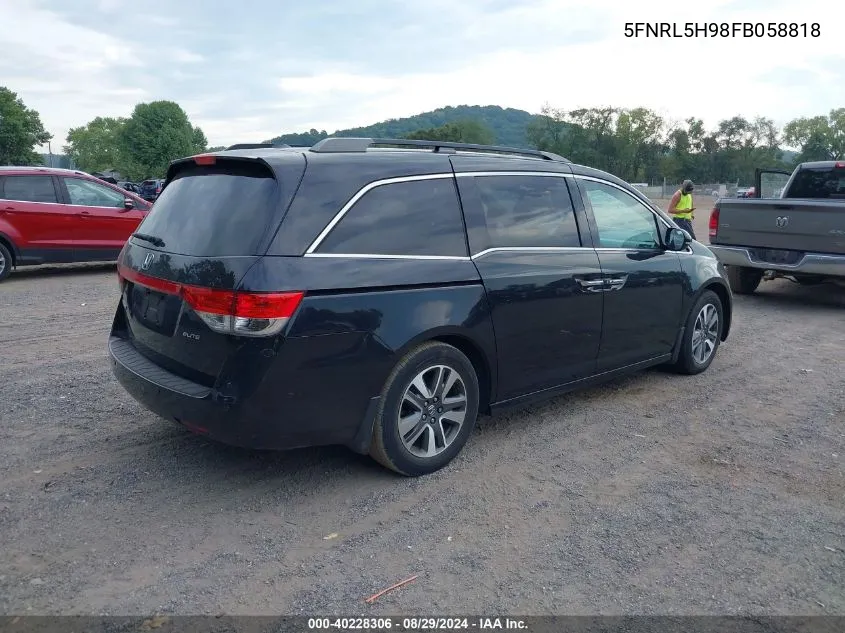 2015 Honda Odyssey Touring/Touring Elite VIN: 5FNRL5H98FB058818 Lot: 40228306