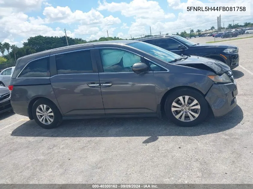 2015 Honda Odyssey Ex VIN: 5FNRL5H44FB081758 Lot: 40300162