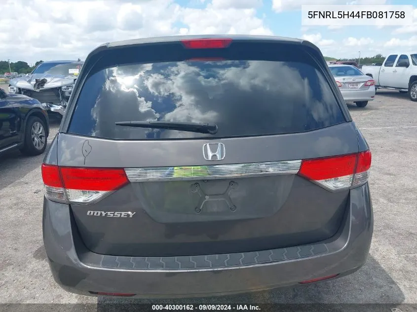 2015 Honda Odyssey Ex VIN: 5FNRL5H44FB081758 Lot: 40300162