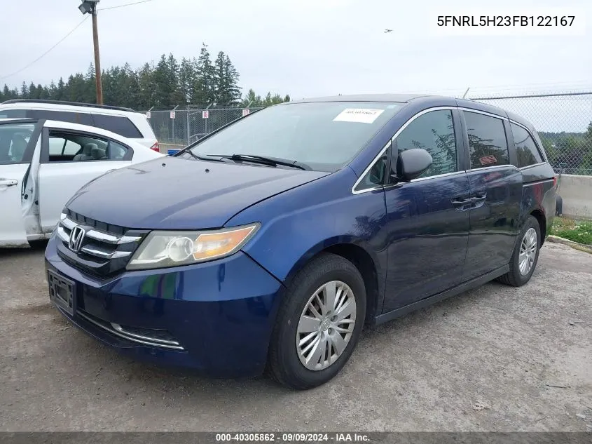 2015 Honda Odyssey Lx VIN: 5FNRL5H23FB122167 Lot: 40305862