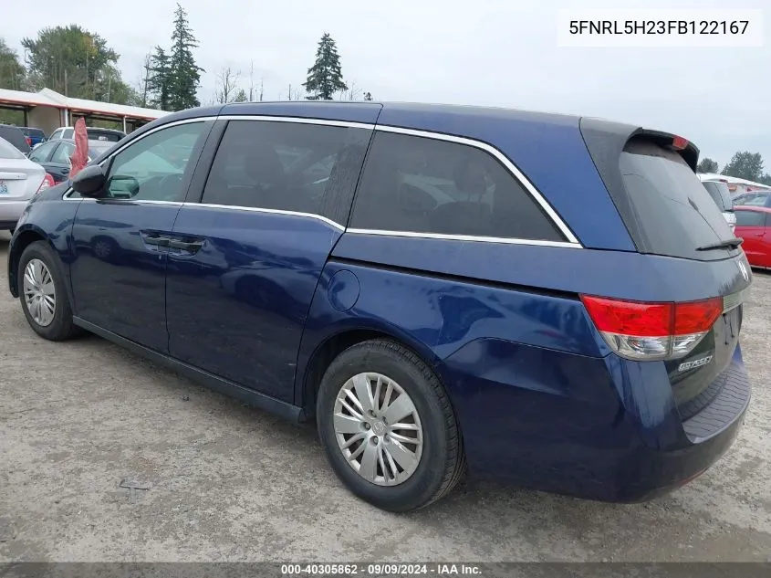 5FNRL5H23FB122167 2015 Honda Odyssey Lx