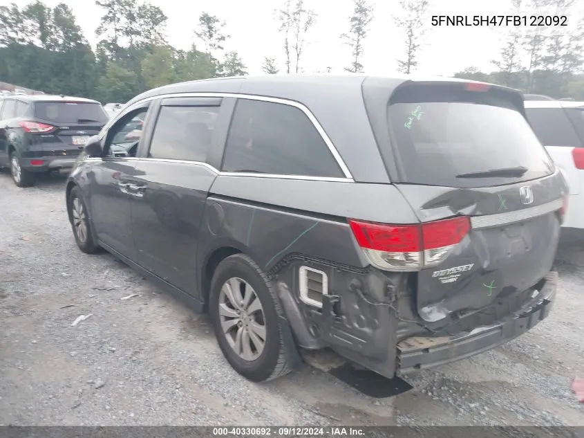 2015 Honda Odyssey Ex VIN: 5FNRL5H47FB122092 Lot: 40330692