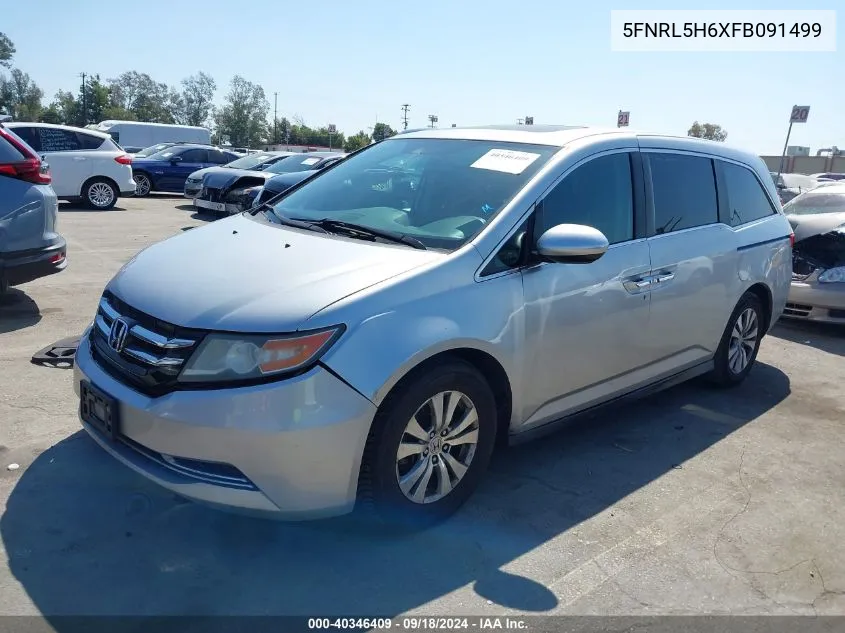 5FNRL5H6XFB091499 2015 Honda Odyssey Ex-L