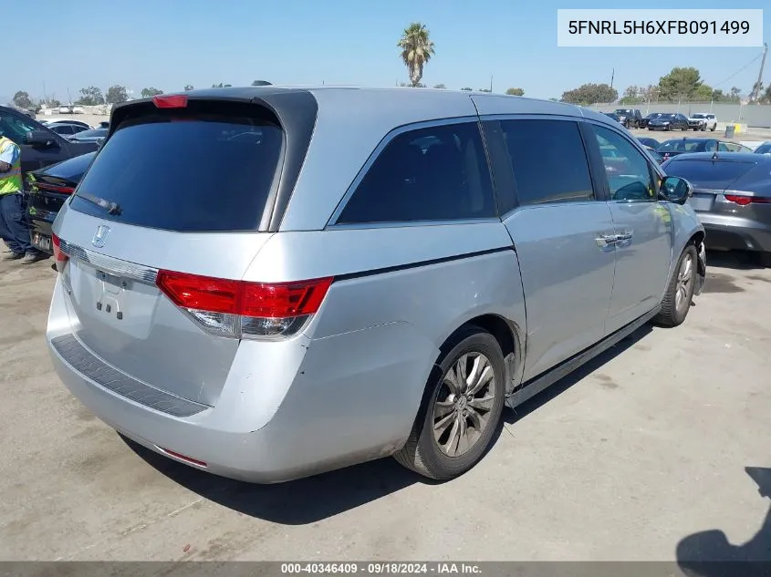 2015 Honda Odyssey Ex-L VIN: 5FNRL5H6XFB091499 Lot: 40346409