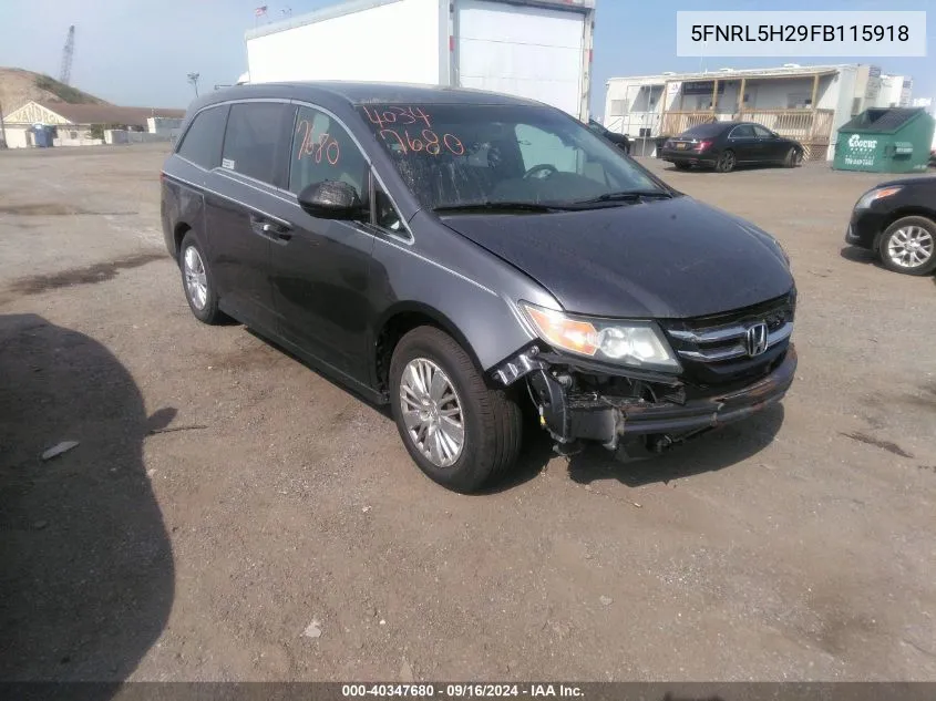 2015 Honda Odyssey Lx VIN: 5FNRL5H29FB115918 Lot: 40347680