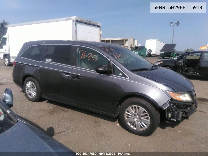 5FNRL5H29FB115918 2015 Honda Odyssey Lx