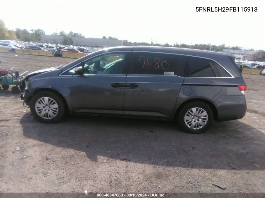 5FNRL5H29FB115918 2015 Honda Odyssey Lx