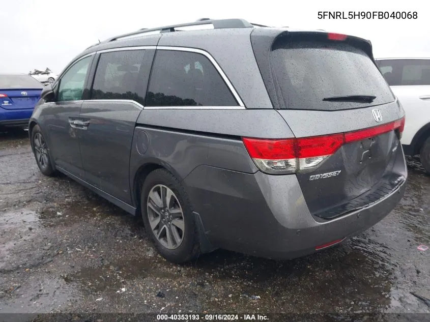 2015 Honda Odyssey Touring/Touring Elite VIN: 5FNRL5H90FB040068 Lot: 40353193