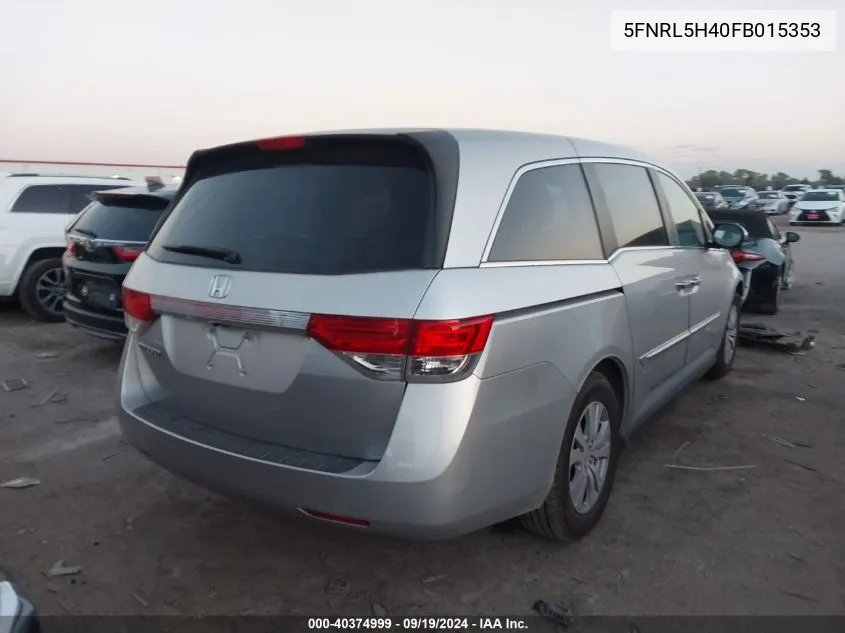 2015 Honda Odyssey Ex VIN: 5FNRL5H40FB015353 Lot: 40374999