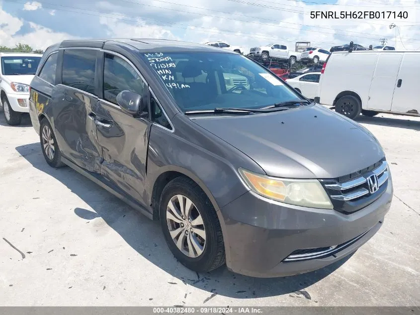 2015 Honda Odyssey Ex-L VIN: 5FNRL5H62FB017140 Lot: 40382480