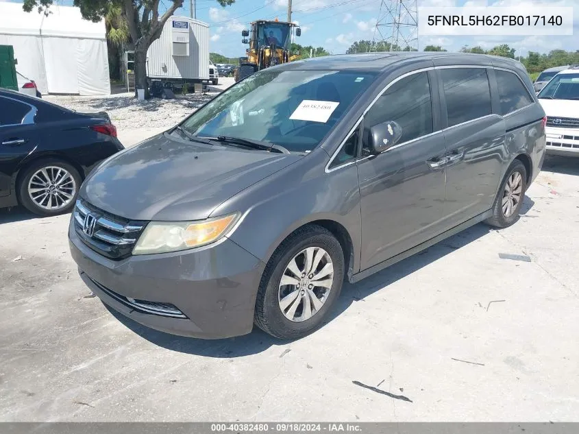 2015 Honda Odyssey Ex-L VIN: 5FNRL5H62FB017140 Lot: 40382480