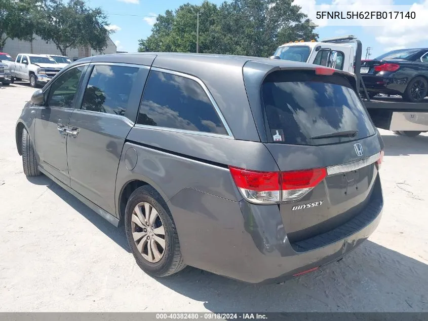 2015 Honda Odyssey Ex-L VIN: 5FNRL5H62FB017140 Lot: 40382480