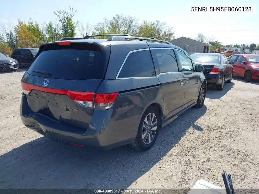 2015 Honda Odyssey Touring/Touring Elite VIN: 5FNRL5H95FB060123 Lot: 40389317