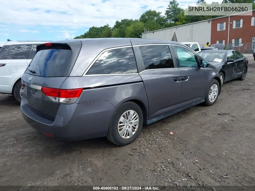 2015 Honda Odyssey Lx VIN: 5FNRL5H28FB066260 Lot: 40400102