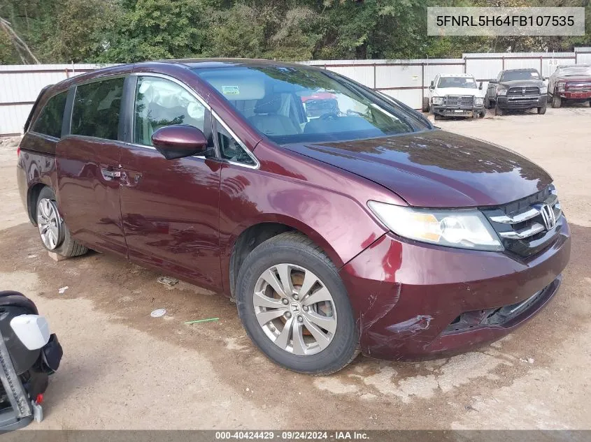 5FNRL5H64FB107535 2015 Honda Odyssey Exl