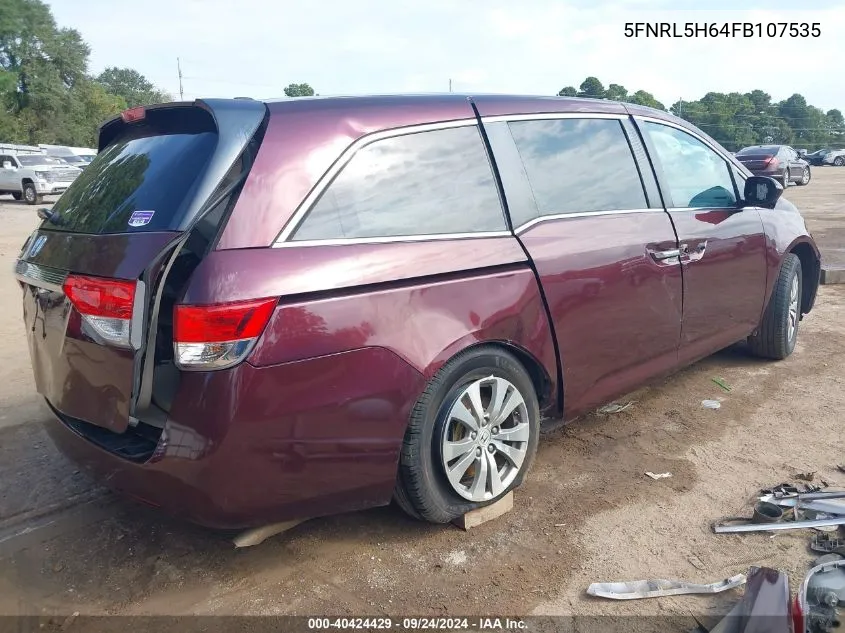 5FNRL5H64FB107535 2015 Honda Odyssey Exl