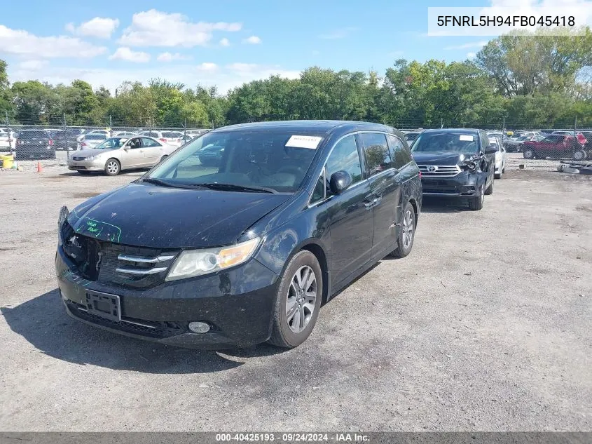 2015 Honda Odyssey Touring/Touring Elite VIN: 5FNRL5H94FB045418 Lot: 40425193